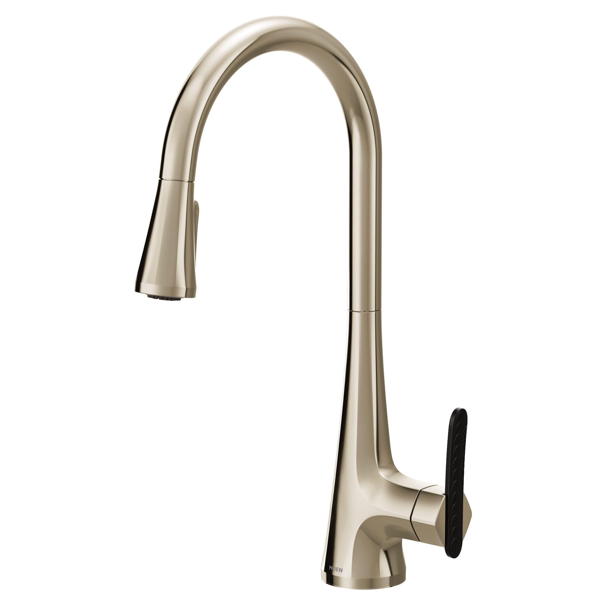 Moen Sinema Polished Pulldown Kitchen Faucet with Power Boost and Reflex High Arc Modern Kitchen Faucet Easy Installation One Handle Accent for Customizing in Polished Nickel - S7235NL