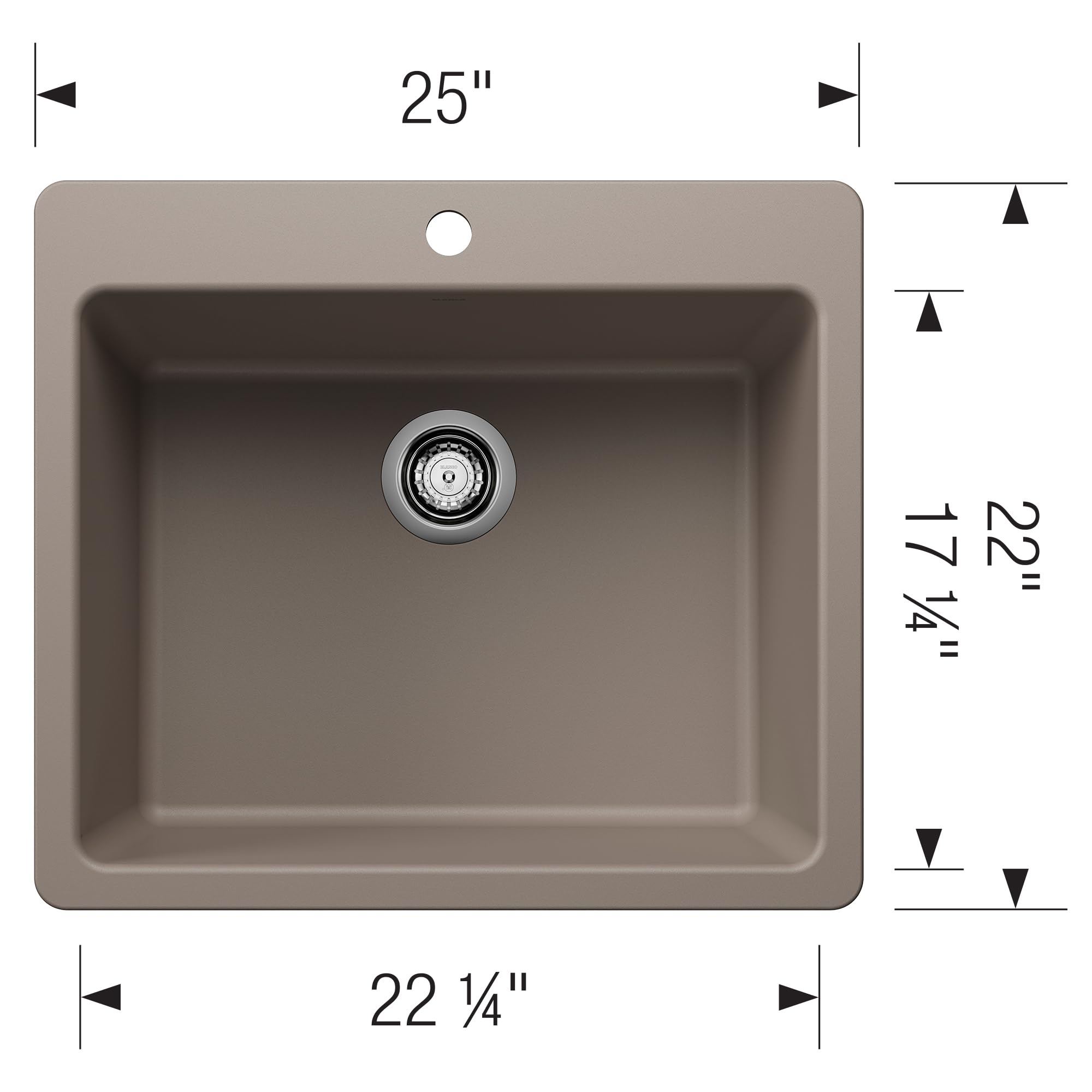 Blanco Liven 25" Single Bowl Dual Mount Sink in Truffle - 443222