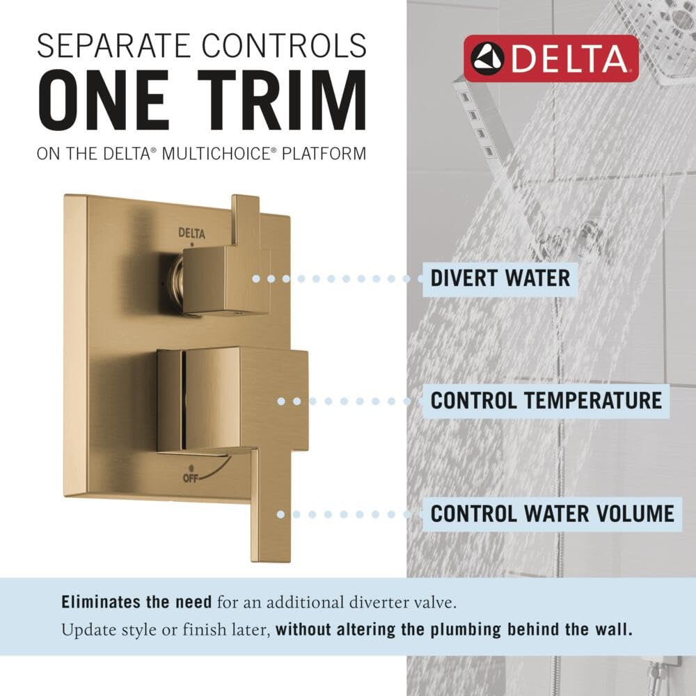 Delta Modern Monitor Series Shower With Raincan, Hand Shower & Rough Valve in Champagne Bronze - 342701-CZ