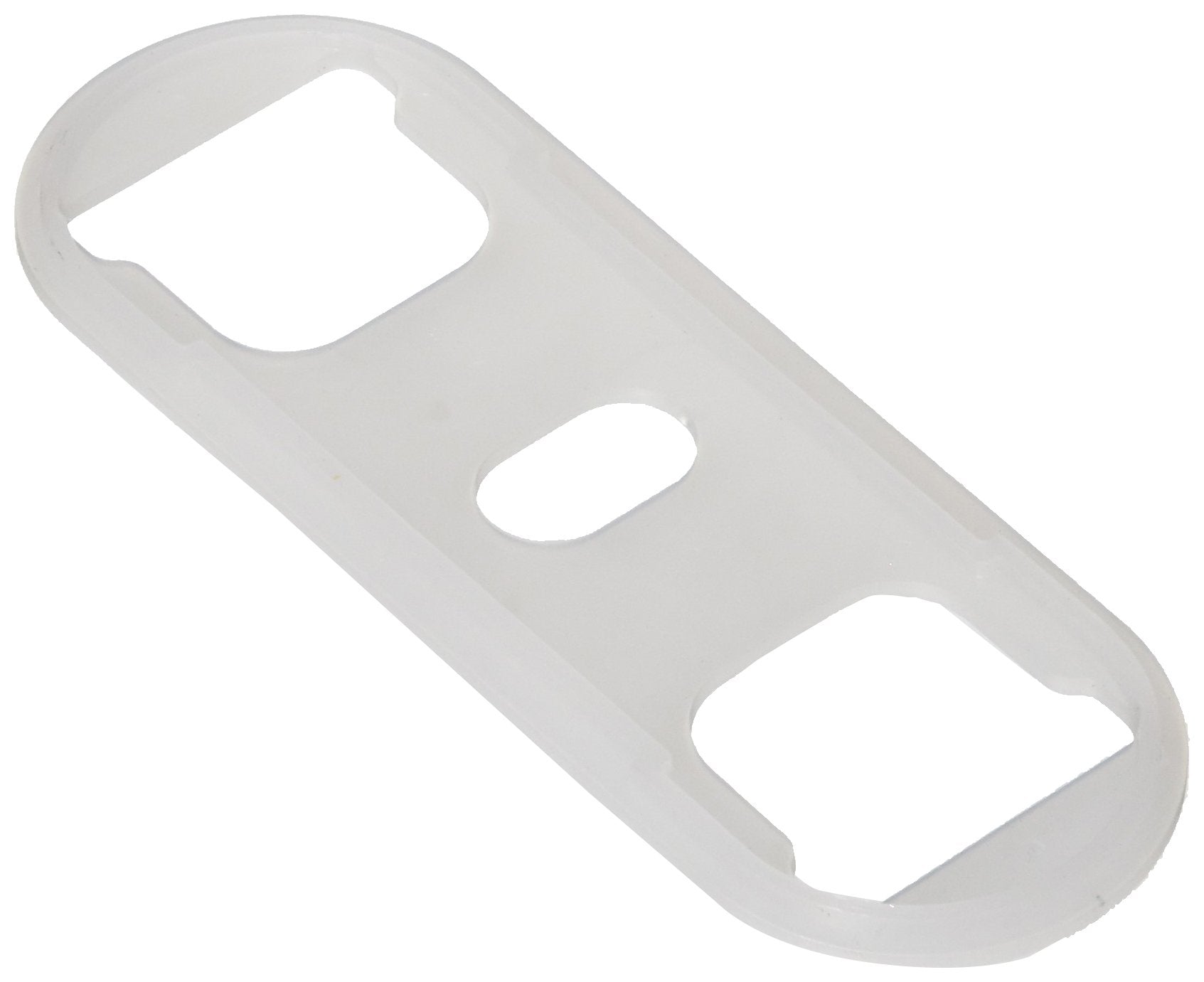 White plastic baseplate with three mounting holes for Delta 500 Series faucet installation.