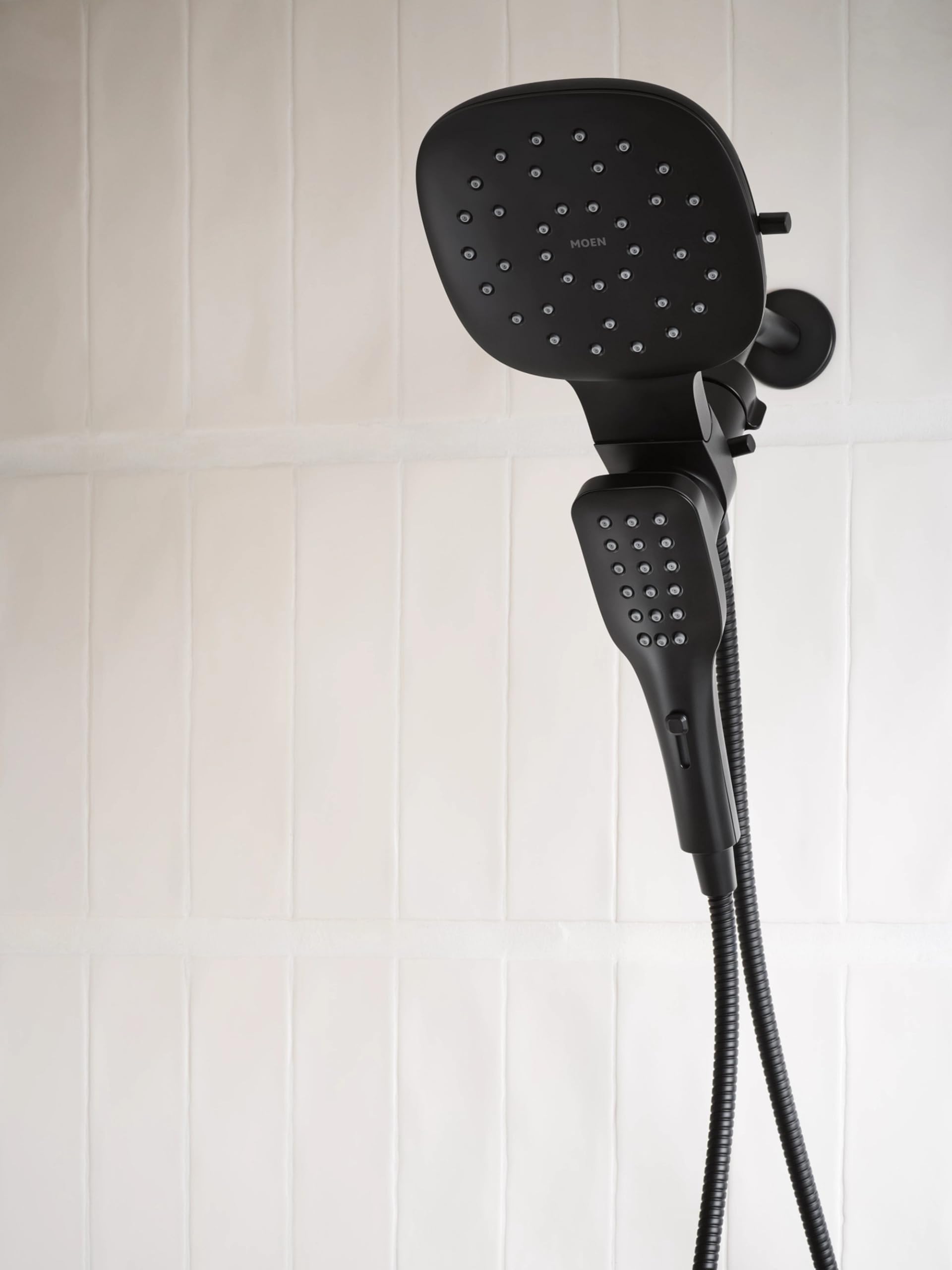 Moen Verso Eco Performance Infiniti Dial Square Rain Shower Head with Detachable Hand Shower Combo 7 Inch Spray Head in Matte Black - 220C5EPBL
