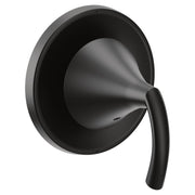 Matte black single-handle diverter valve trim with conical knob and circular escutcheon plate.