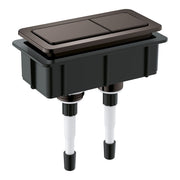 Dark graphite dual flush toilet actuator with two rectangular buttons and black mounting base with white connectors.