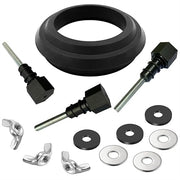 Black rubber gasket, threaded bolts, wing nuts, and washers for Mansfield toilet tank-to-bowl connection.