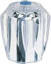 Clear acrylic faucet handle with chrome accents and hexagonal top knob.
