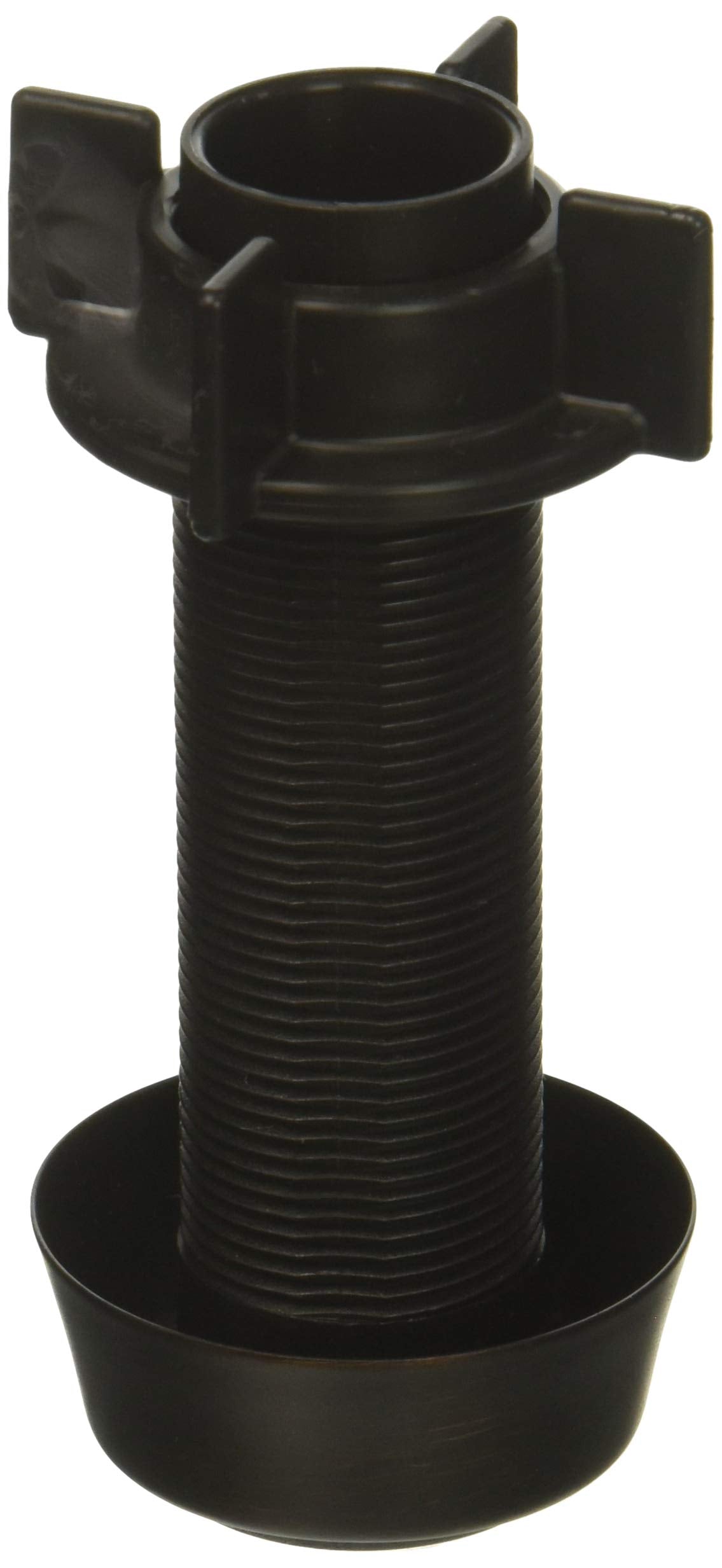 Dark bronze support assembly with cylindrical threaded body, round top opening, side tabs, and circular base.