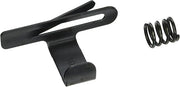 Black metal pipe wrench coil and flat spring replacement parts with handles and coiled spring.