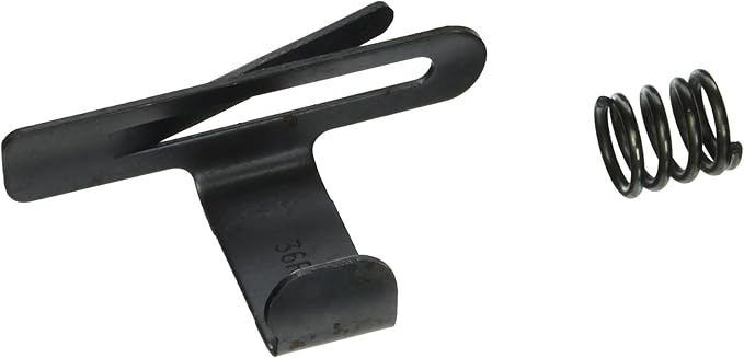 Black metal pipe wrench coil and flat spring replacement parts with handles and coiled spring.