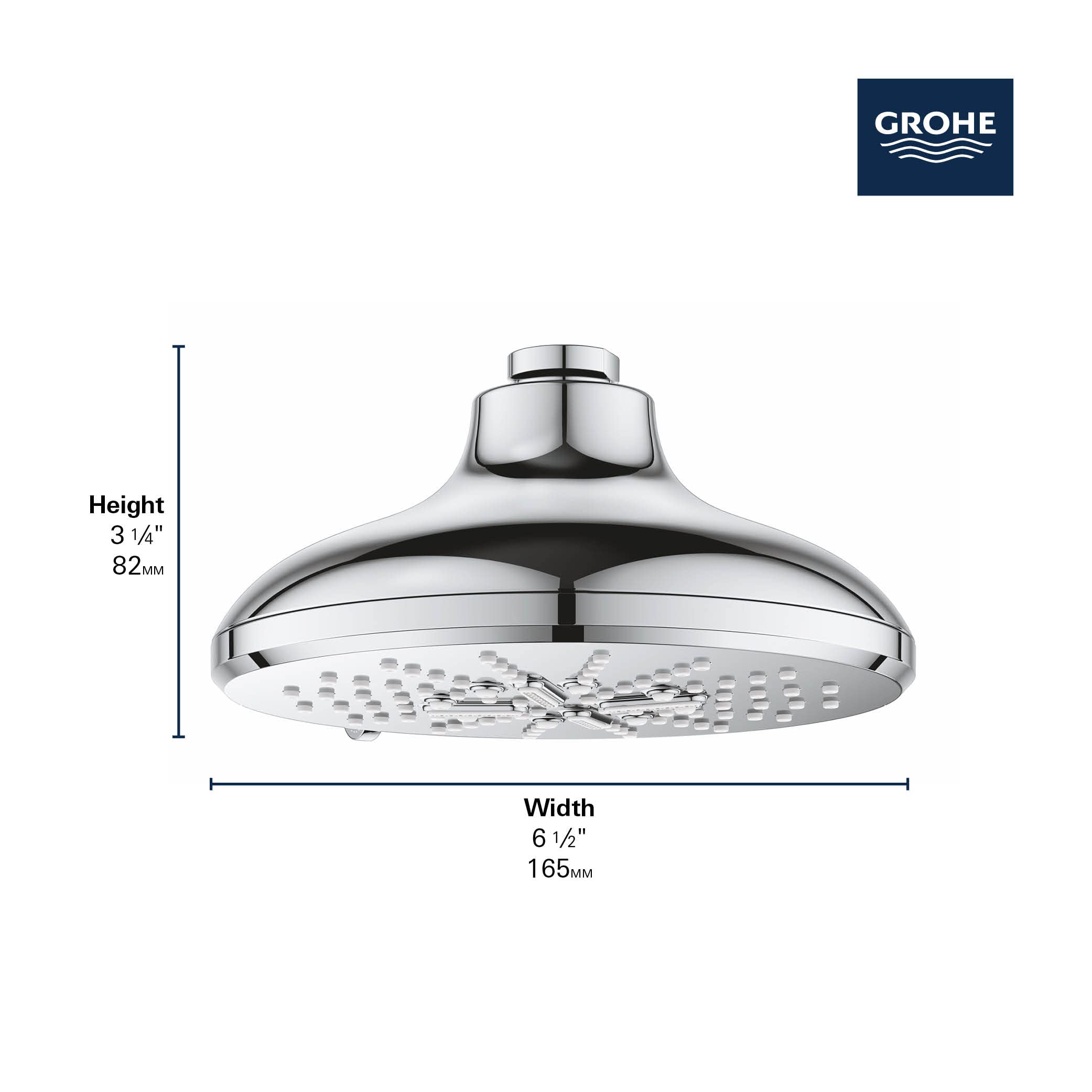 Grohe Rainshower 26789A00 Shower Head, 6-1/2" - 3 Sprays, 1.75gpm in Grohe Hard Graphite