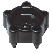 Black star-shaped Grohe disassembling key with four protruding pins and central opening for faucet repair.