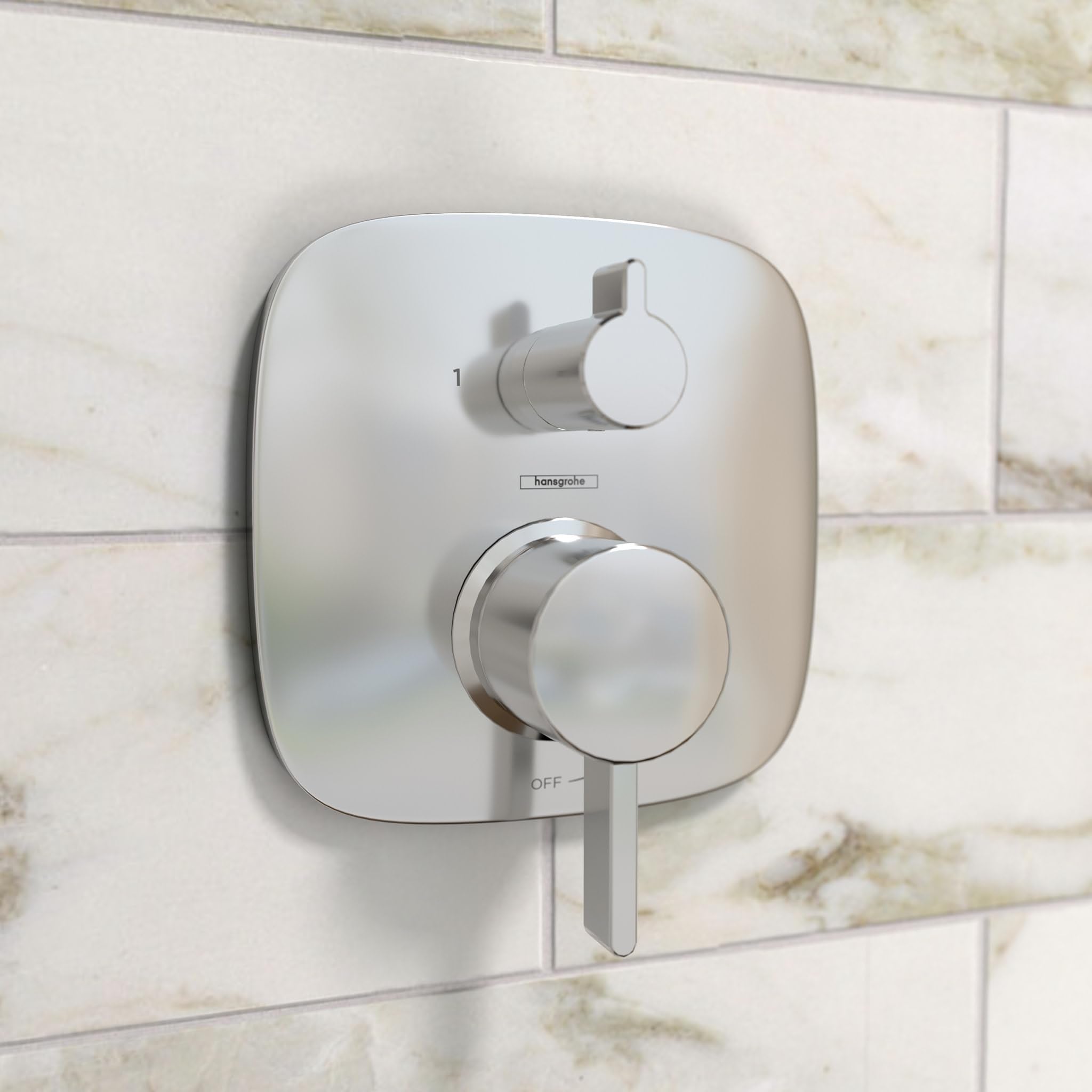 Hansgrohe 15864001 Ecostat Pressure Balance Trim Square with Diverter in Chrome