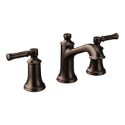 Moen Dartmoor Oil Rubbed Two Handle High Arc Widespread Bathroom Sink Faucet for 3 Hole Setups with Valve Included in Oil Rubbed Bronze - TV6805ORB