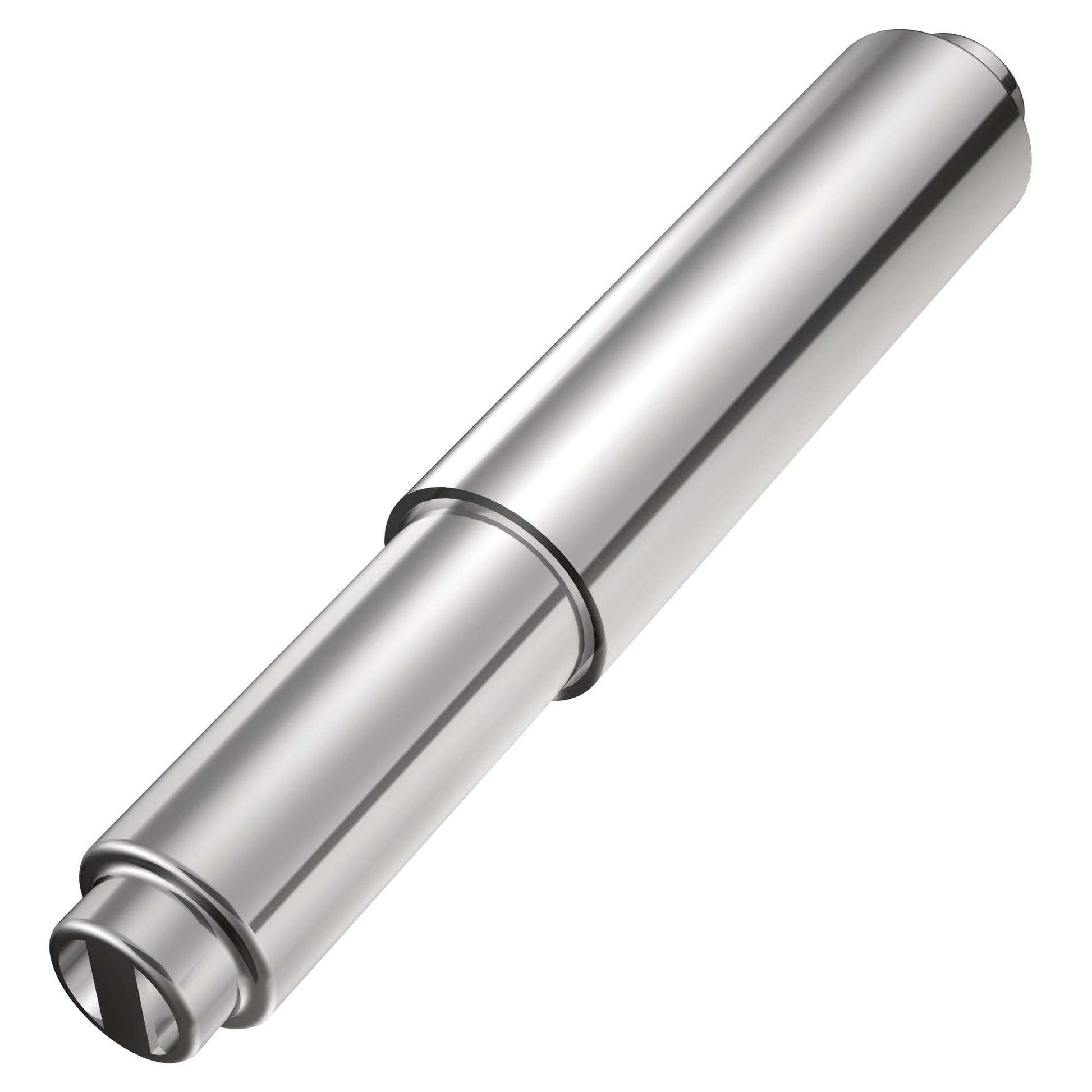 Chrome cylindrical toilet paper roller replacement with mounting hardware and spring clip.