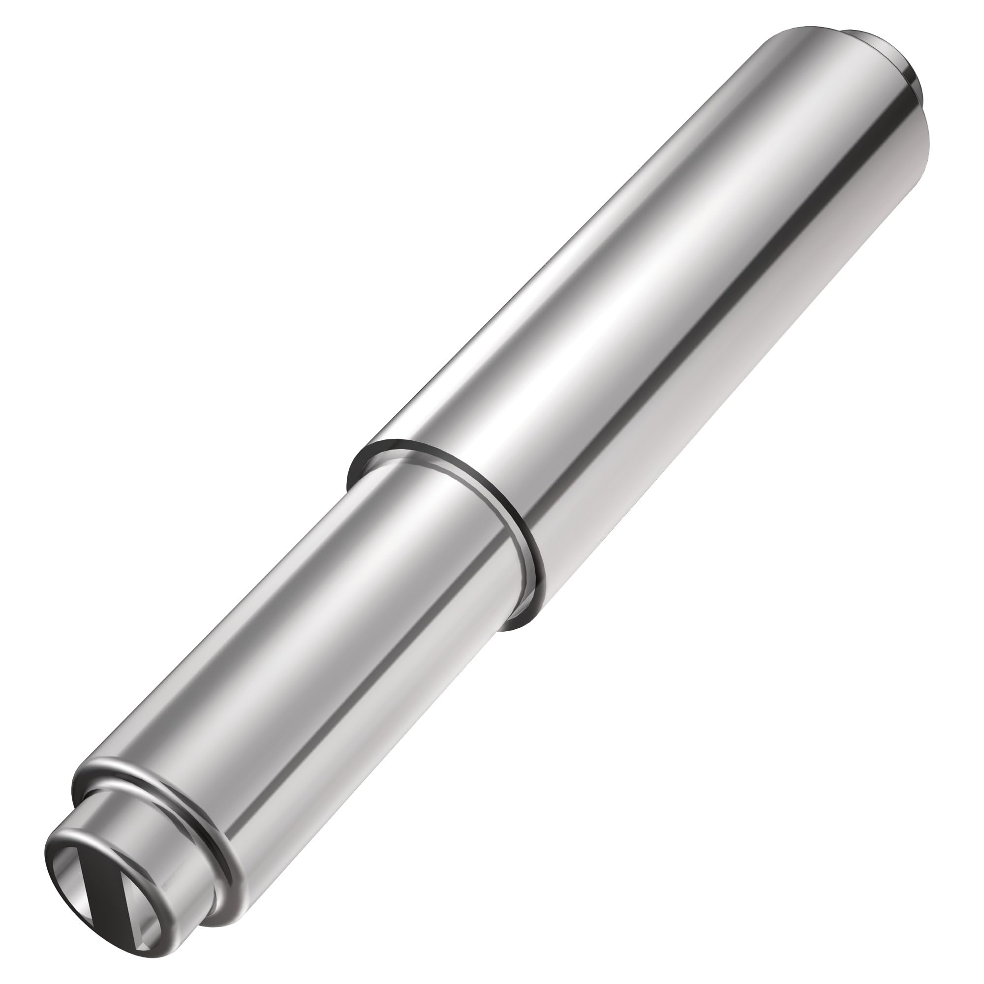 Chrome cylindrical toilet paper roller replacement with mounting hardware and spring clip.