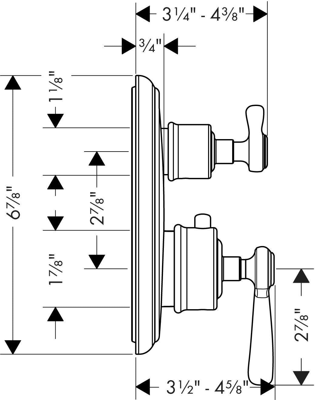 AXOR 16821831 Montreux Thermostatic Trim with Volume Control and Diverter in Polished Nickel