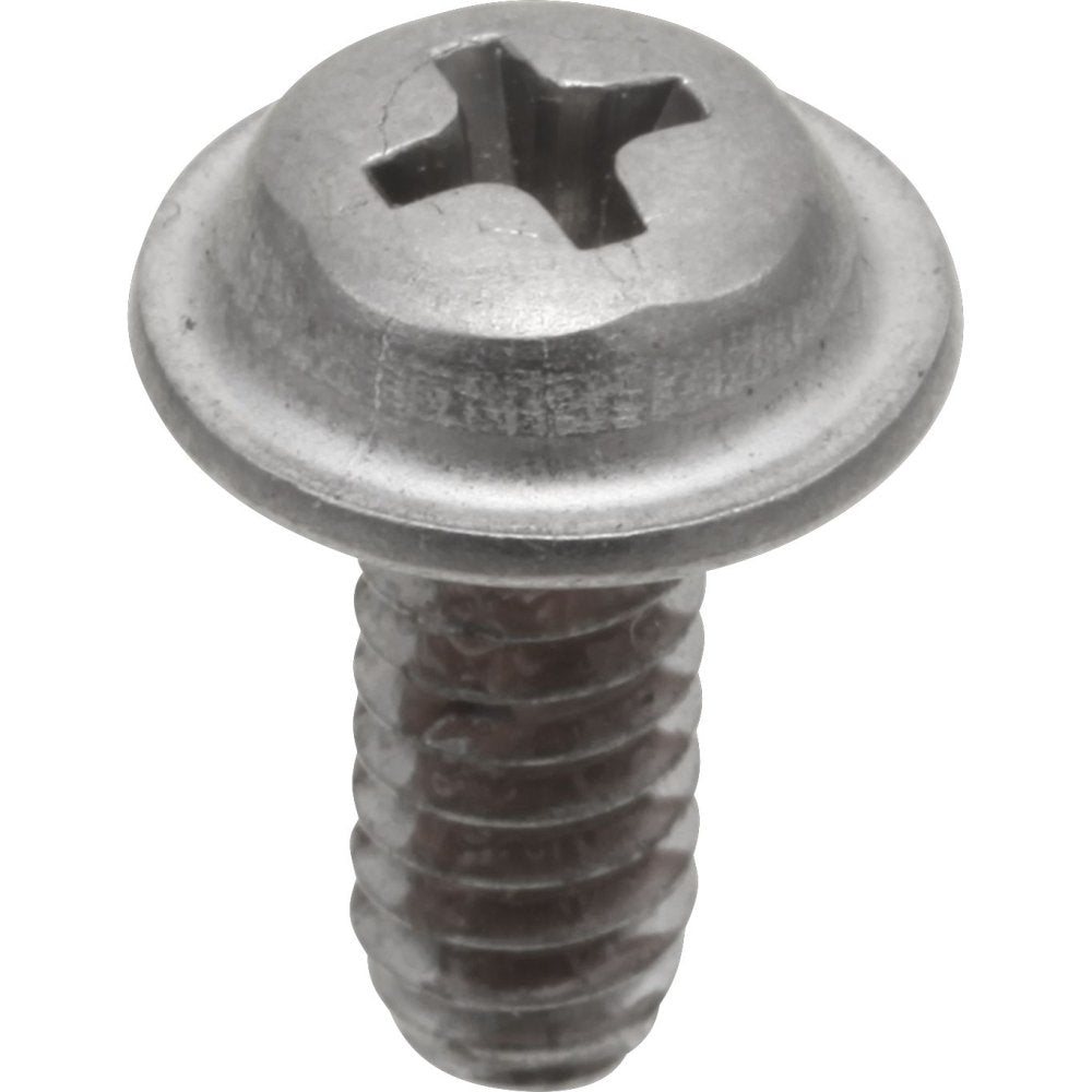 Metal screw with Phillips head and rounded cap top, threaded shaft for Delta faucet handle attachment.