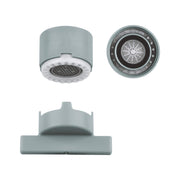Two chrome flow straightener parts with perforated screens shown from multiple angles.