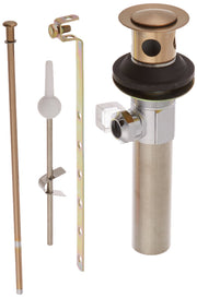 Champagne bronze pop-up drain assembly with metal components, rubber gasket, and mechanical linkage parts for bathroom sink i