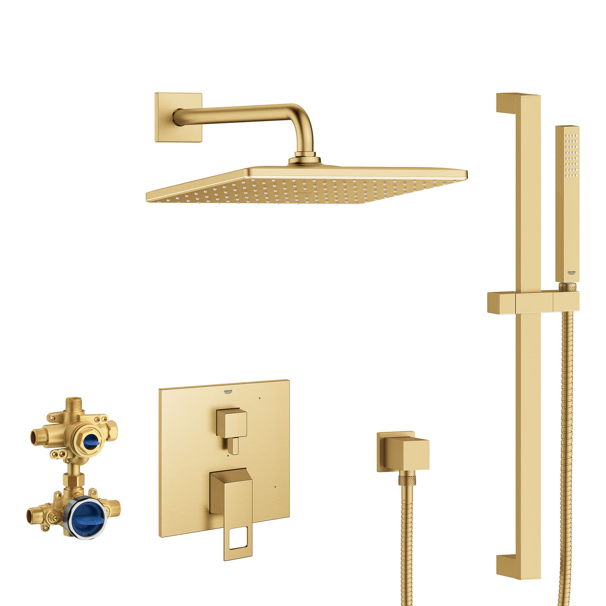 Grohe Eurocube 29432GN0 EUROCUBE PRESSURE BALANCE RAIN SHOWER SET in Grohe Brushed Cool Sunrise