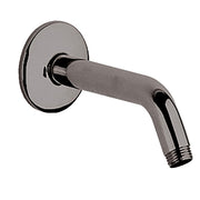 Dark graphite shower arm with circular wall plate and threaded connection at outlet end.