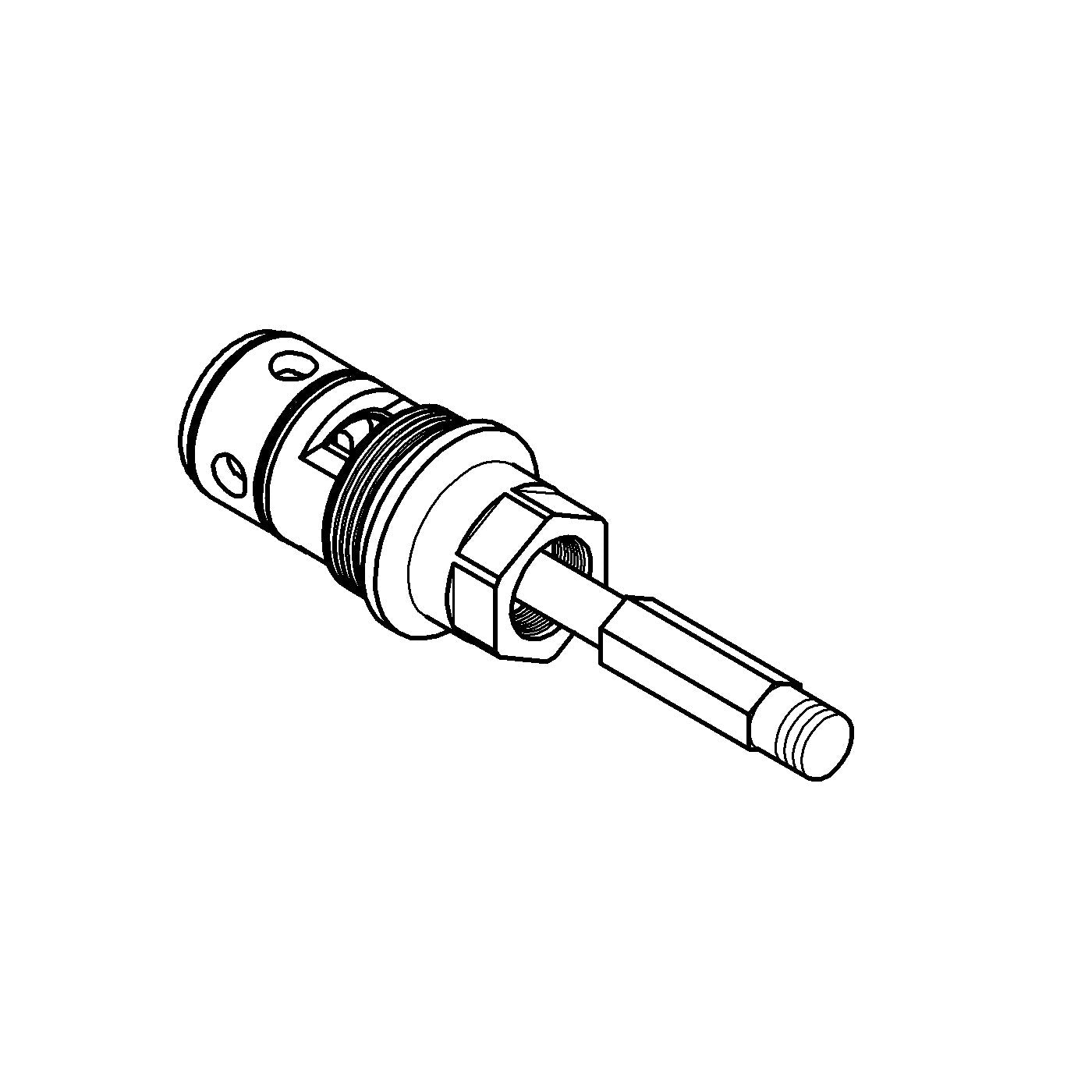 Chrome manual diverter repair part with cylindrical body, threaded connector, and protruding stem.