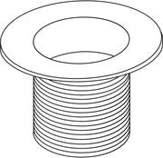 Chrome dome strainer waste plug with wide threaded base and central opening.