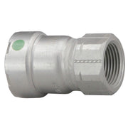 Viega MegaPress 1" press adapter with threaded female connection and green identification dot on silver zinc-nickel coated ca