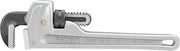 RIDGID 10 inch aluminum straight pipe wrench with adjustable jaw and textured grip handle.