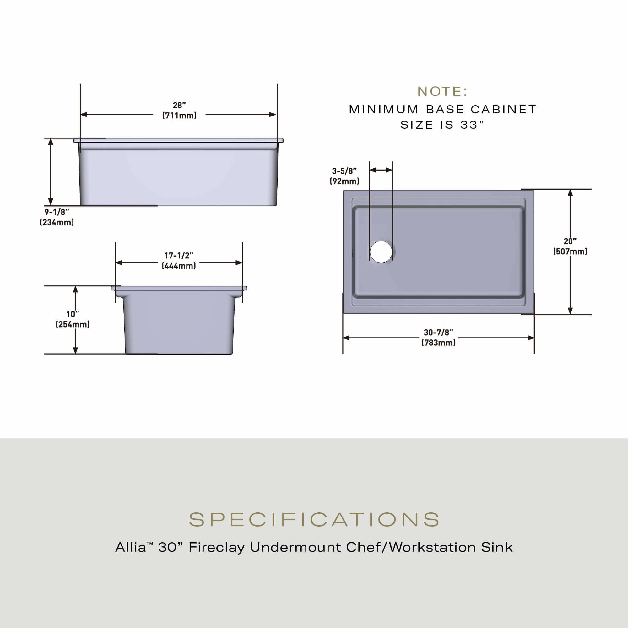 ROHL Allia Undermount Fireclay Workstation Kitchen Sink - White