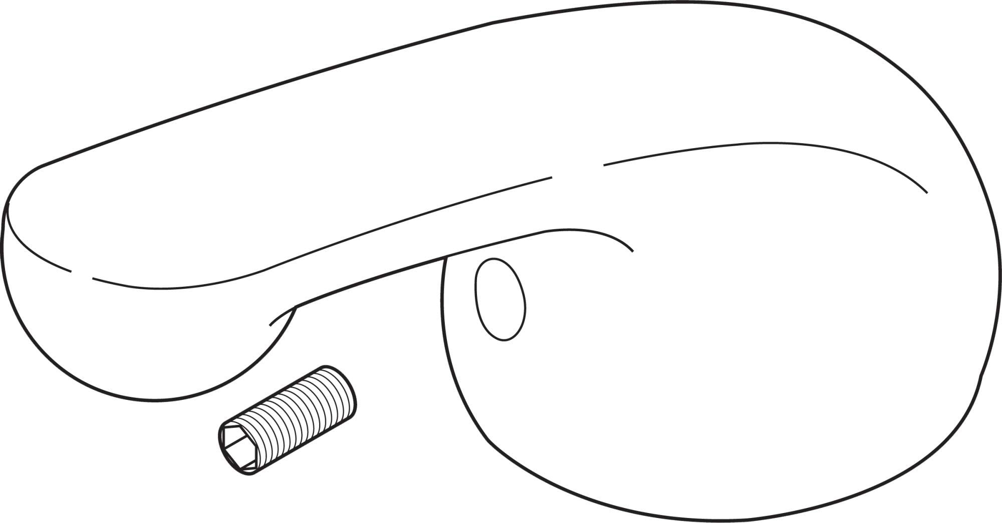 White metal lever handle kit with curved design and mounting hardware.