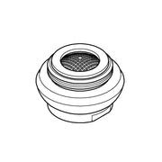 Grohe brushed nickel flow straightener with mesh grid center and threaded base rings.