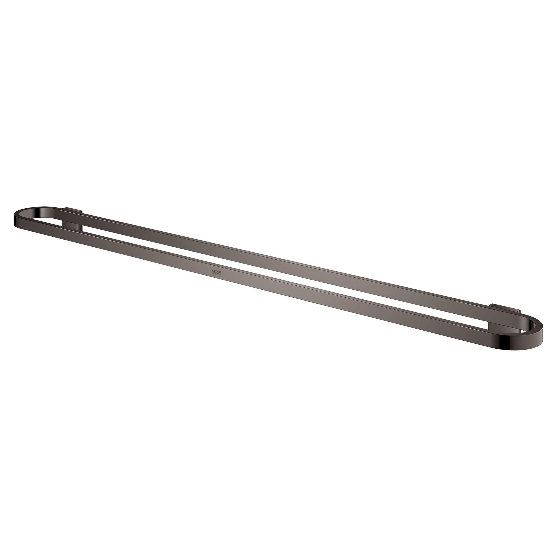 Dark graphite towel bar with rounded ends and mounting brackets, approximately 32 inches long.