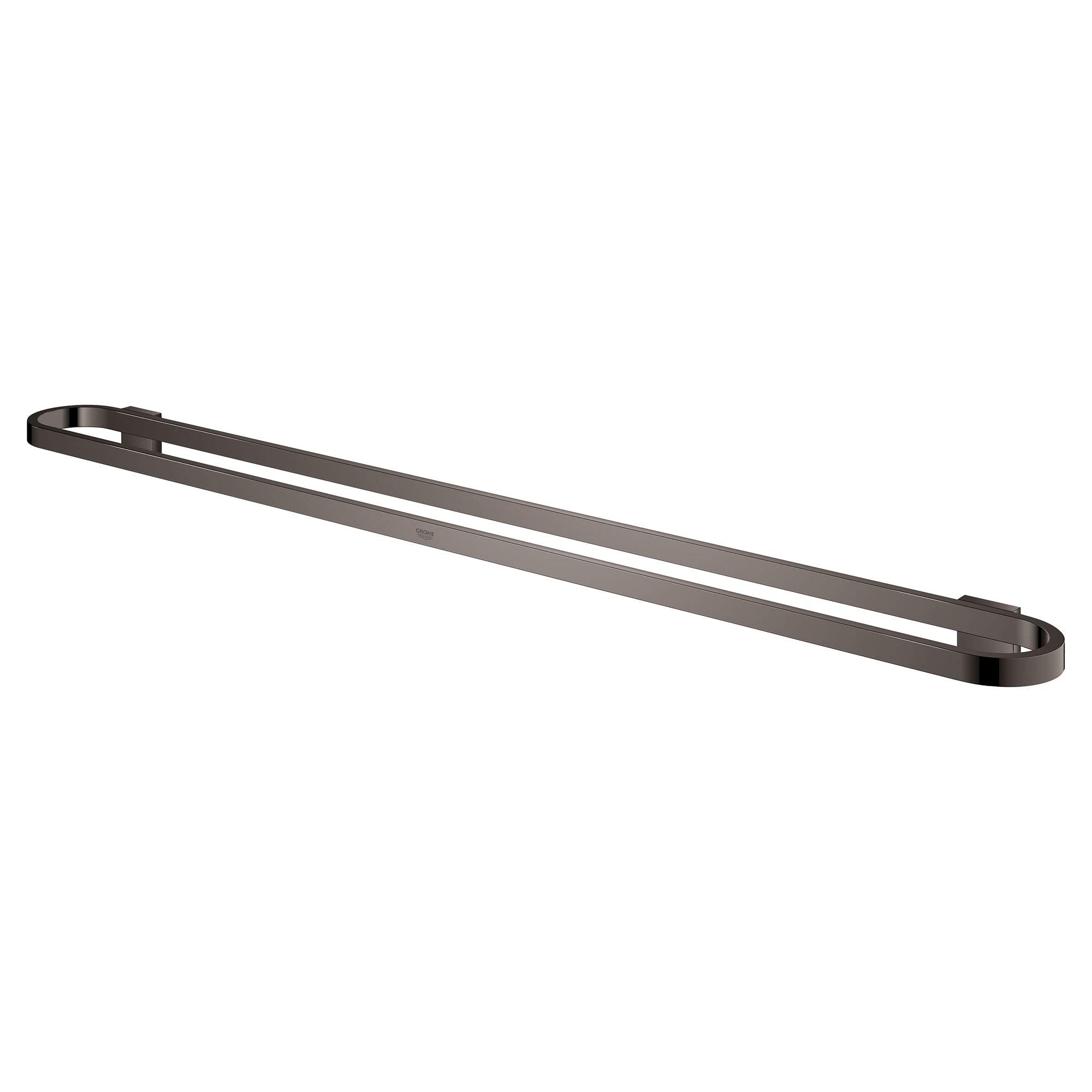 Dark graphite towel bar with rounded ends and mounting brackets, approximately 32 inches long.