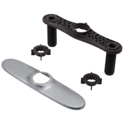 Arctic stainless steel escutcheon plate with black baseplate, threaded stems, and mounting nuts.