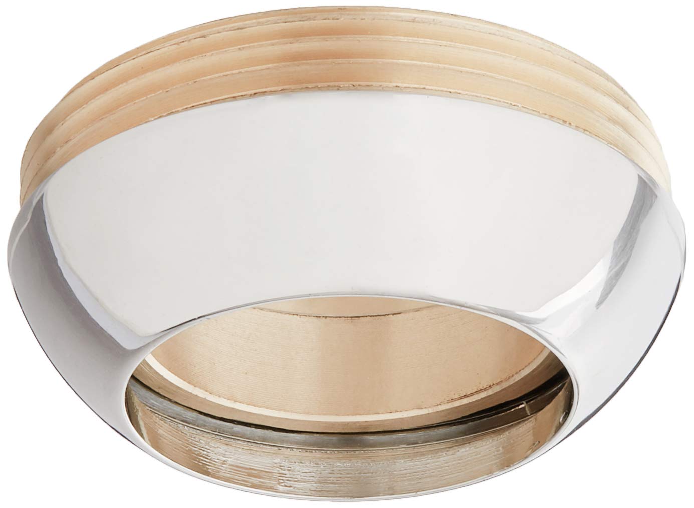 Chrome finish bonnet nut and cap with white and brushed gold-tone metal components.