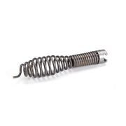 Steel bulb auger with coiled shaft and threaded tip for drain cleaning applications.