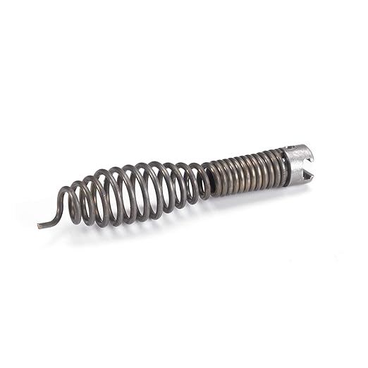 Steel bulb auger with coiled shaft and threaded tip for drain cleaning applications.