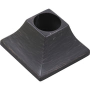 Venetian bronze square base with circular opening and brushed metal finish.
