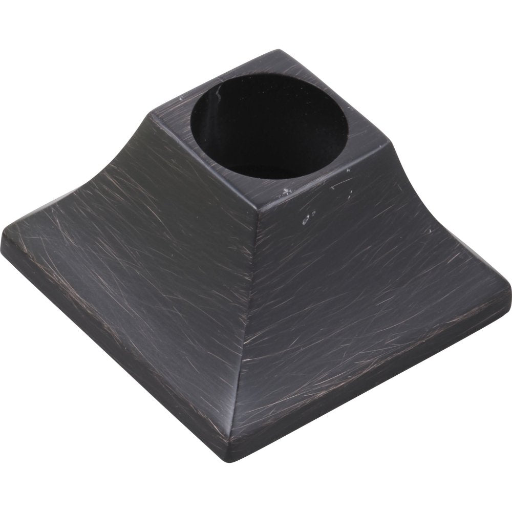 Venetian bronze square base with circular opening and brushed metal finish.
