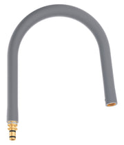 Matte dark grey kitchen faucet hose with flexible tube and brass connector fitting.