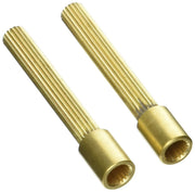 Two brass stem extenders with ridged shafts and splined connection ends.