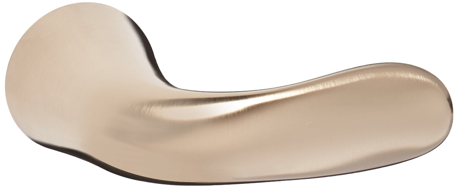 Champagne bronze metal lever handle with curved design and circular mounting base.