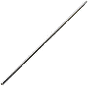 Chrome-finished cylindrical lift rod with threaded ends for bathroom faucet assembly.
