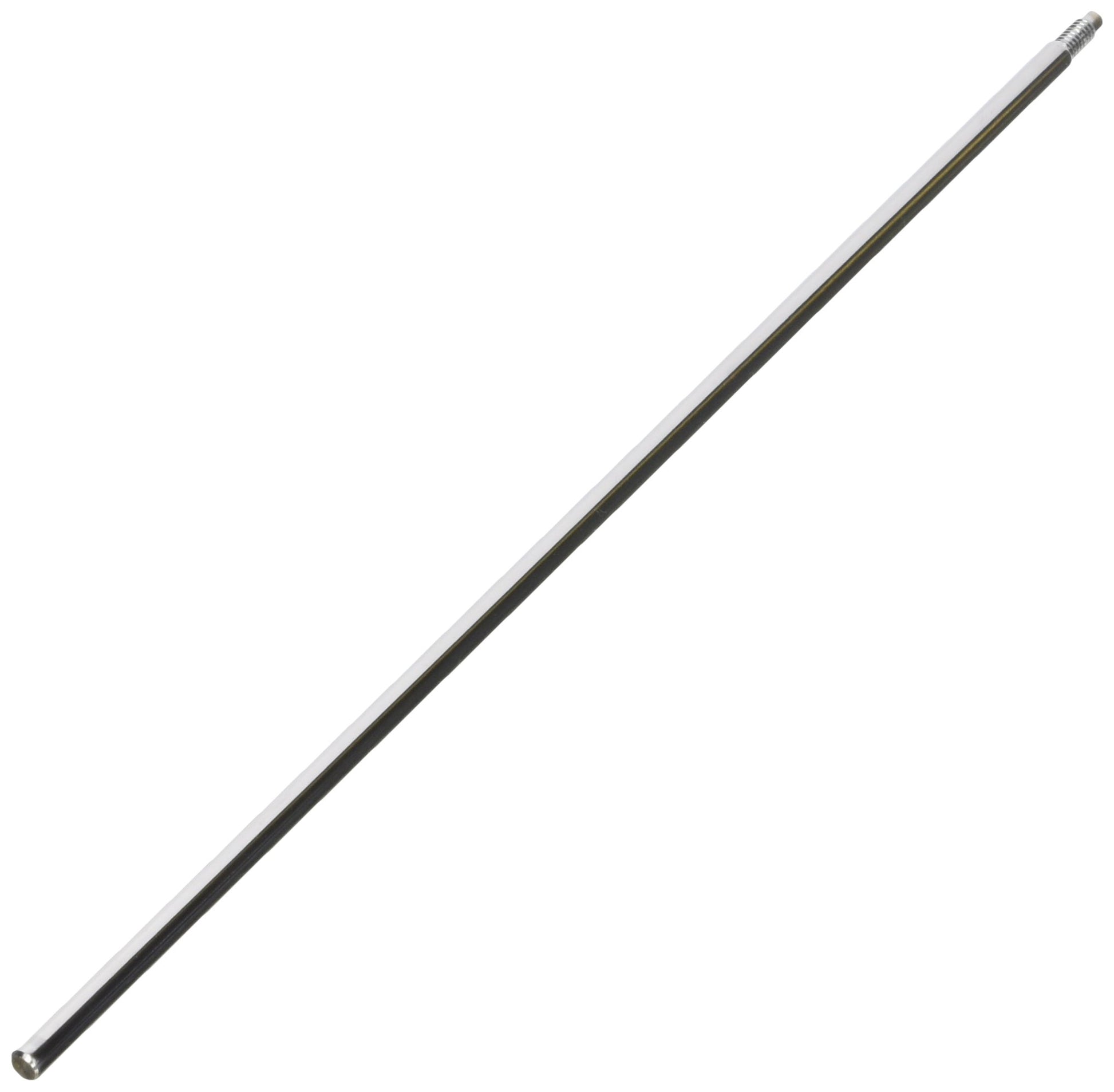 Chrome-finished cylindrical lift rod with threaded ends for bathroom faucet assembly.