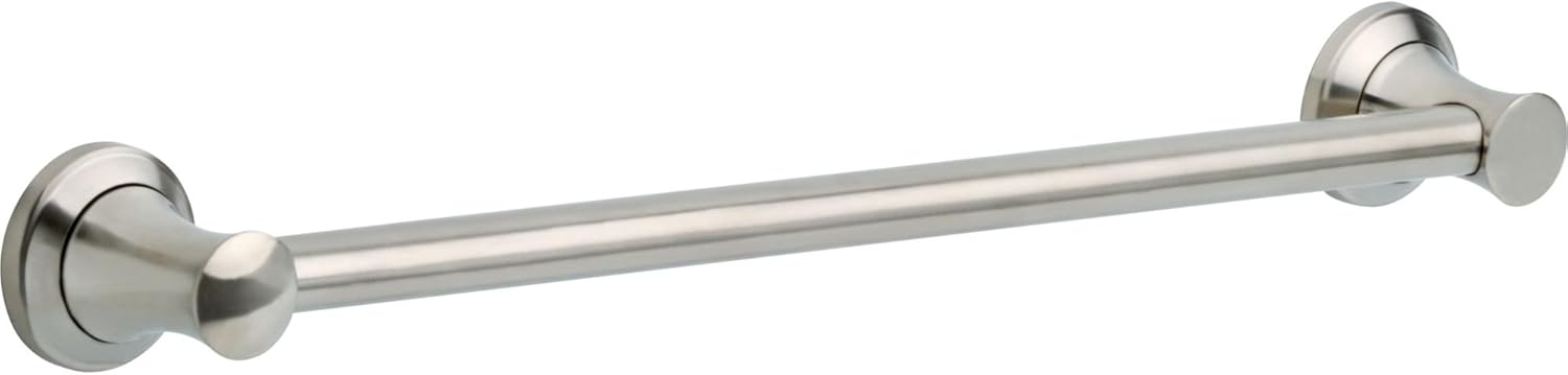 Chrome grab bar with round wall-mounted end caps, measuring 24 inches in length.
