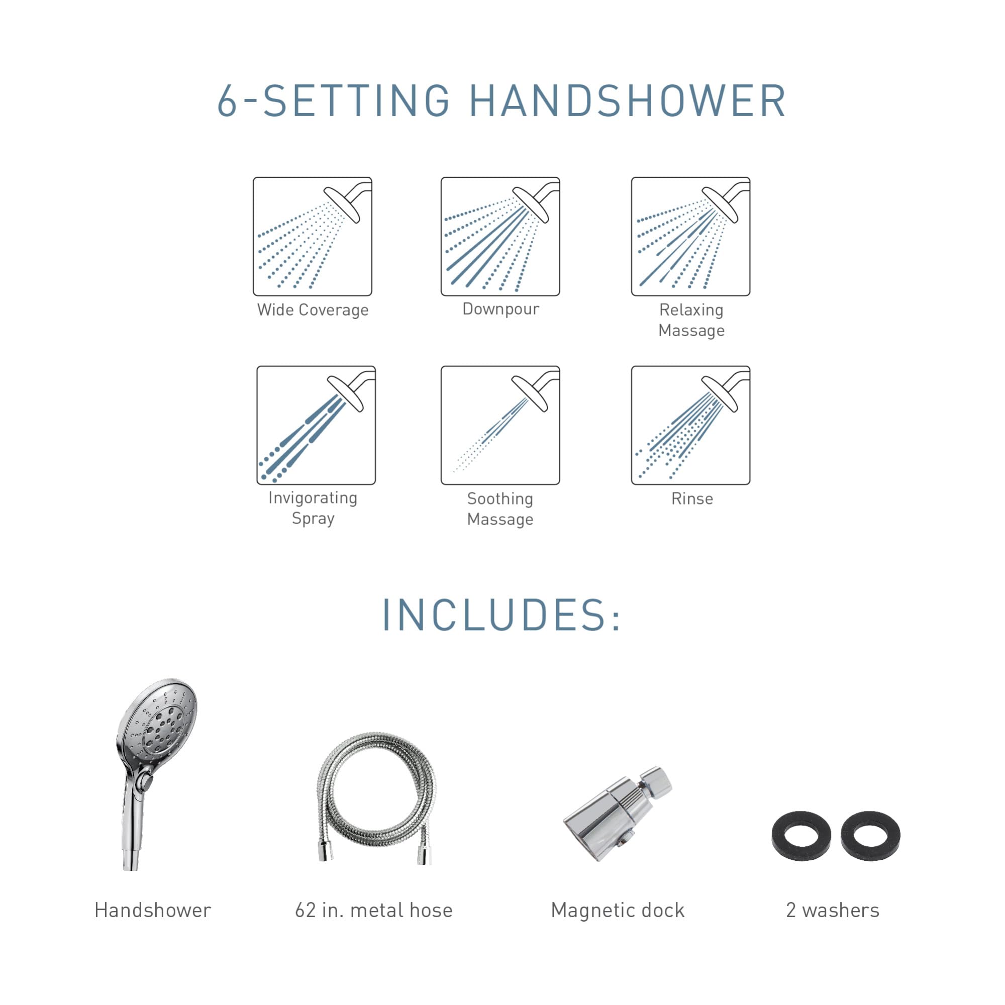 Moen Engage Magnetix Six Function 5.5 Inch Handheld Showerhead with Magnetic Docking System in Chrome - 3662EP