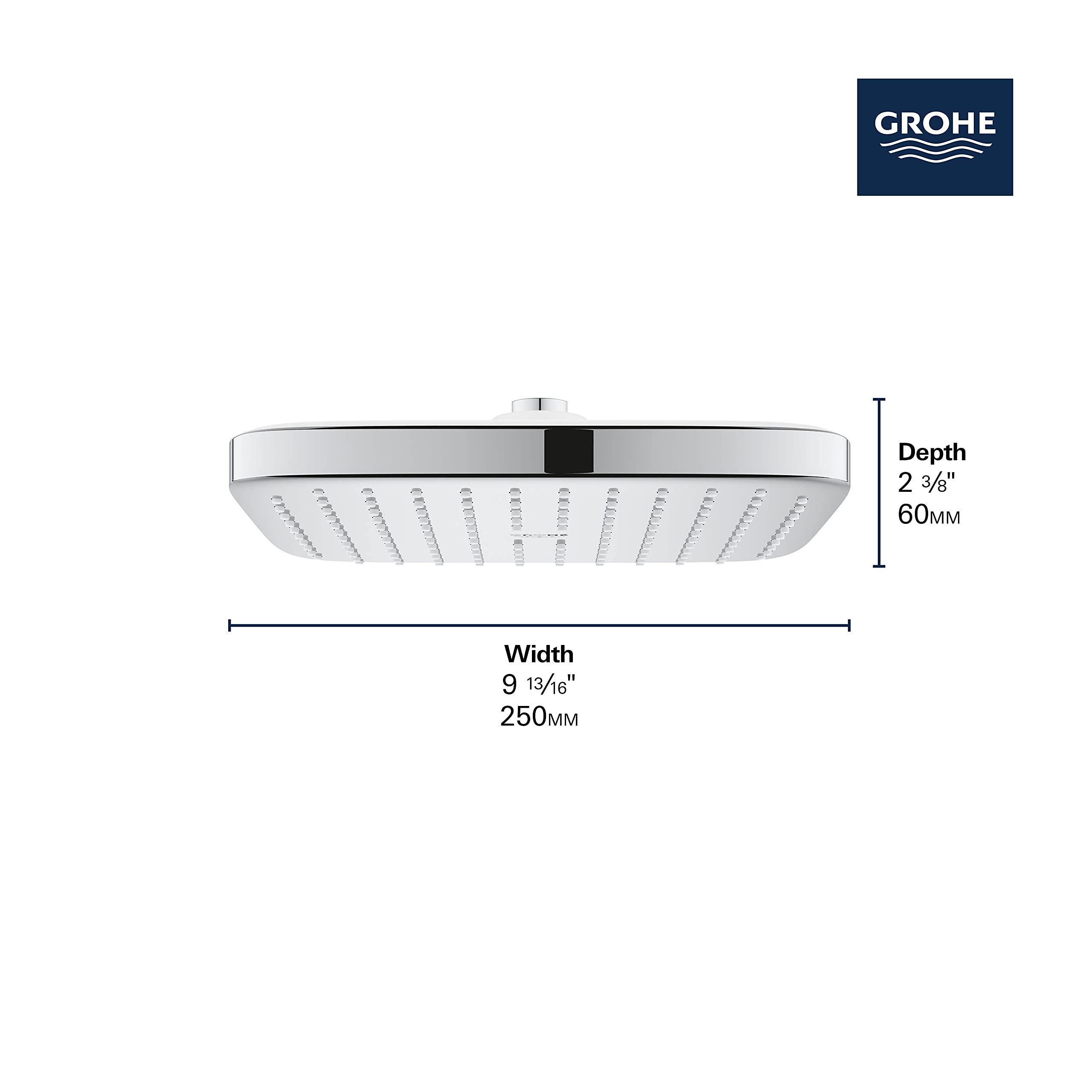 Grohe Tempesta 26718EN0 250 Rain Shower Head, 9 7/8" - 1 Spray, 1.75 gpm in Grohe Brushed Nickel
