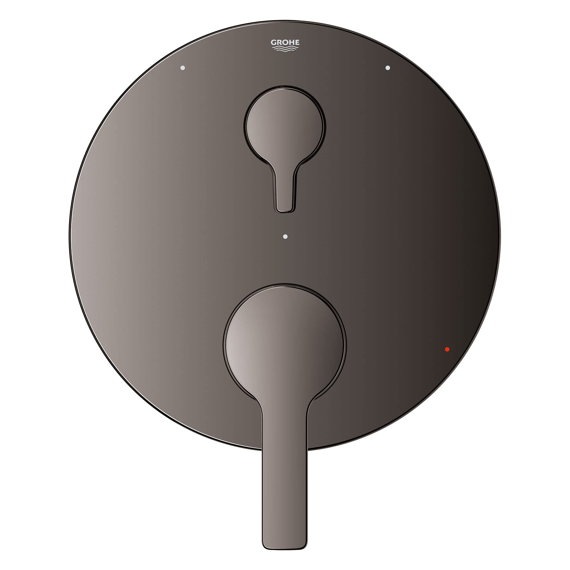 Grohe Lineare pressure balance valve trim with 3-way diverter in hard graphite finish, circular faceplate with two control ha