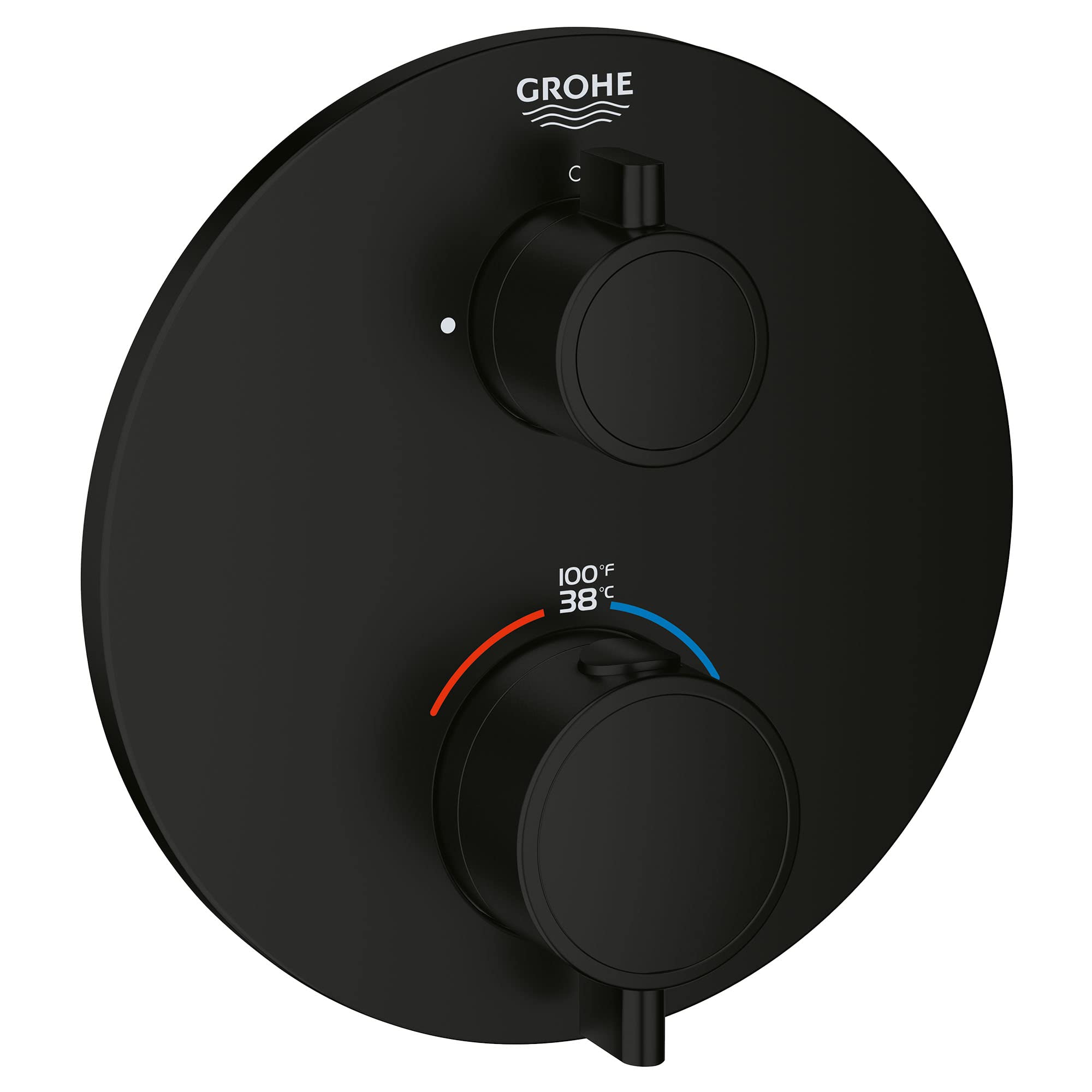Grohe Grohtherm 241072430 Single Function 2-Handle Thermostatic Valve Trim in Matte Black