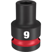Black socket with red band and "9" marking, hexagonal opening at top for 1/2" drive connection.